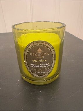 Essenza Vintage Glass Jar Candle Pear Glace Green 10.5oz